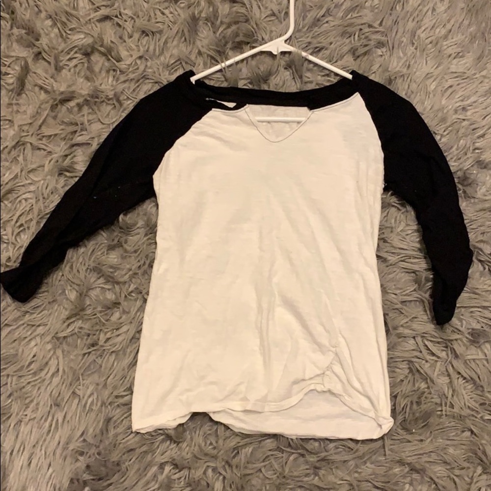 Black and white baseball tee